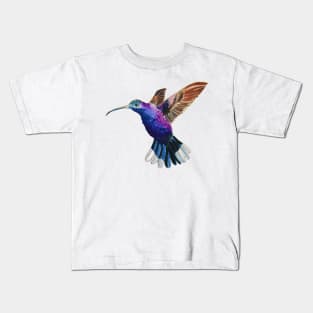 Flying Violet Saberwing Hummingbird Watercolor Painting Kids T-Shirt